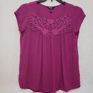 Nicole Miller purple crochet top, Medium